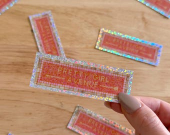 PRETTY GIRL AVENUE hand-painted watercolor New York City subway inspired mosaic glitter border sticker (mini)