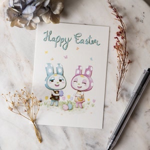 Wee Blue Coo Osterkarte 'Hase Mit Gepunkteten Ei' | 15x15 Cm, 280 G/m² Karton