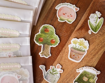 6er Sticker Set// "Cute Crossing" transparente Aufkleber | cottagecore Illustrationen