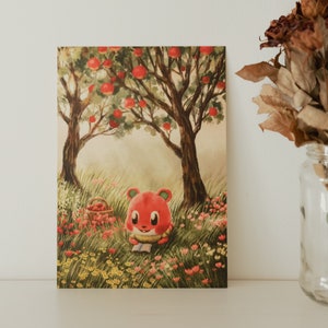 A5 // Dierenbewoner "Jessi, Apple" Illustratie // Kunstdruk, Poster