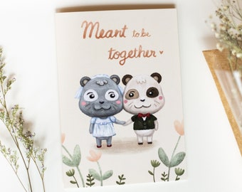 A6 // Carte de mariage Panda "Destiné à être ensemble" - carte de voeux, carte pliante, mariage, fiançailles