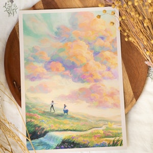 A4 // Howl & Sophie sunset scenery illustration, painting, drawing, art print, movie poster Bild 2