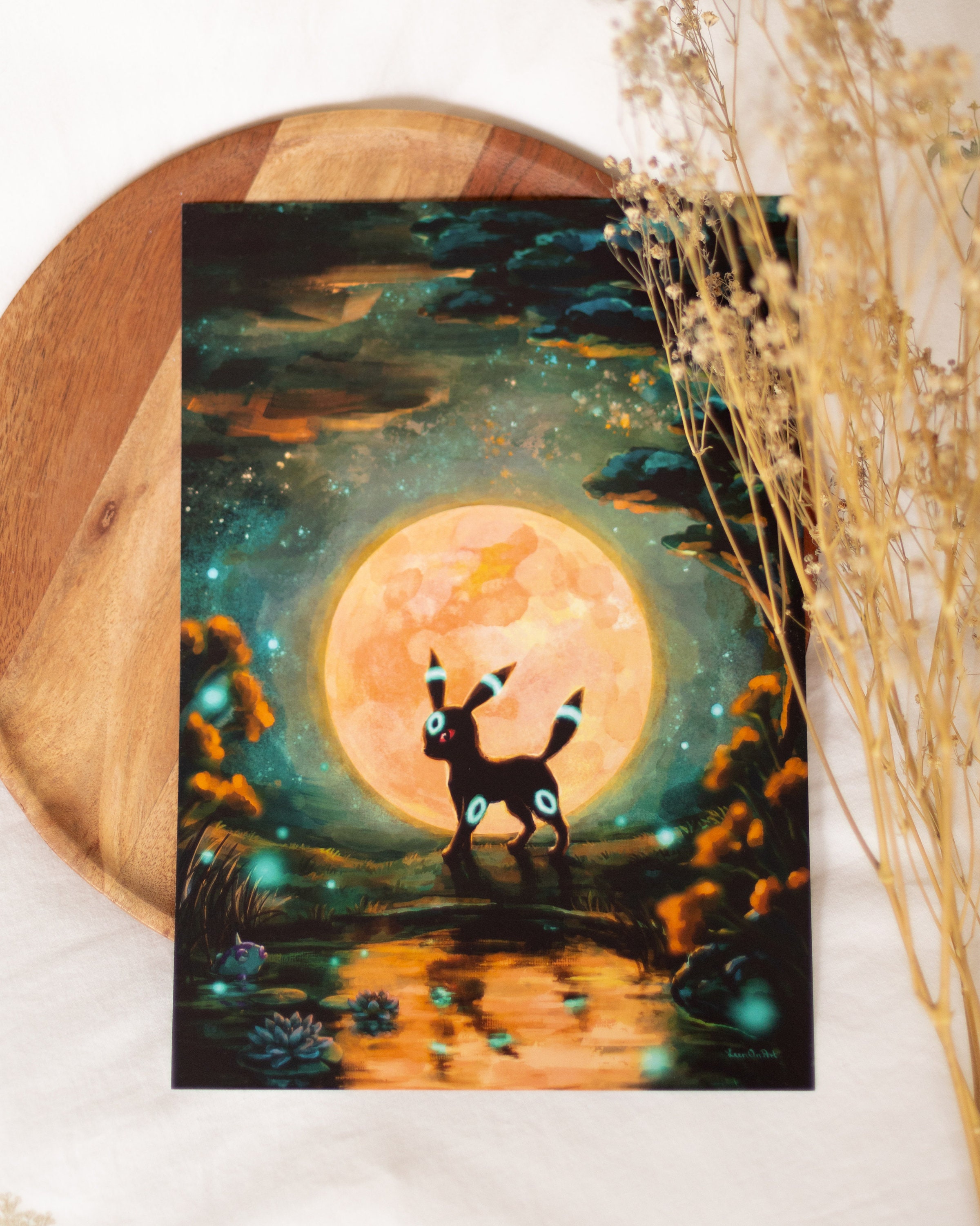 A4 // 「満月の輝くブラッキー」イラスト // ポスター、アートプリント