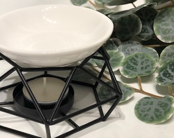 Geometrische wassmeltbrander – moderne wasverwarmer voor aromatherapie met keramische lade