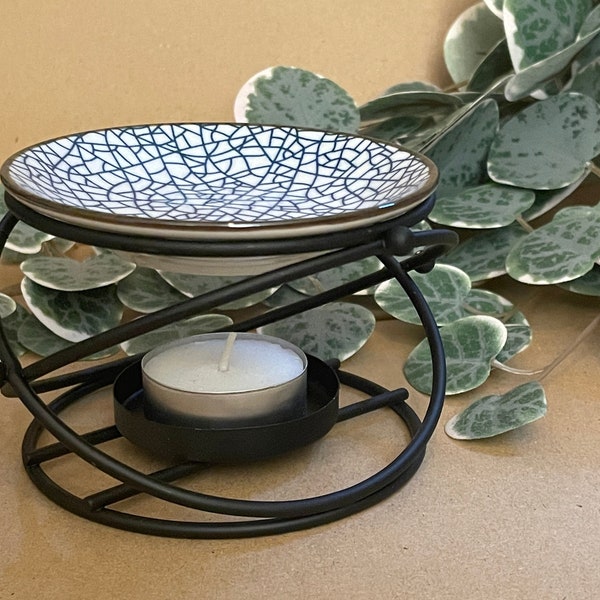 Black Spiral Wax Melt Burner // Spherical Wax Warmer // Ceramic Oil Burner // Wax Snap Bar Melter // Aromatherapy Burner