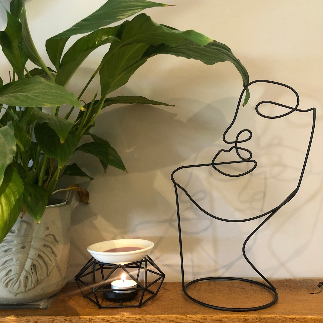 Wire Face Sculpture Half Face Contemporary Wire Line Art Face. Home