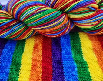 Over the Rainbow Self-Striping Hand Dyed Yarn