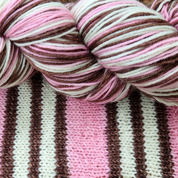 Neapolitan Self-Striping Sock/Fingering Weight Hand Dyed Yarn