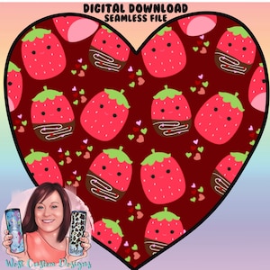 SEAMLESS DIGITAL DOWNLOAD Strawberry Squishmallows Wiederholbarer, nahtloser Design-Download für Stoff, Kleidung usw.