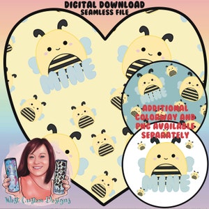 SEAMLESS DIGITAL DOWNLOAD Squishmallow Valentine&#39;s Day Bee Mine (Yellow) wiederholbarer, nahtloser Design-Download für Becher, Kleidung, etc