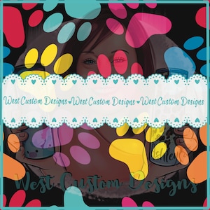 SEAMLESS DIGITAL DOWNLOAD Colorful Paw Prints (3 colorways)  Repeatable Seamless Design Download for fabric, tumblers, clothing, etc