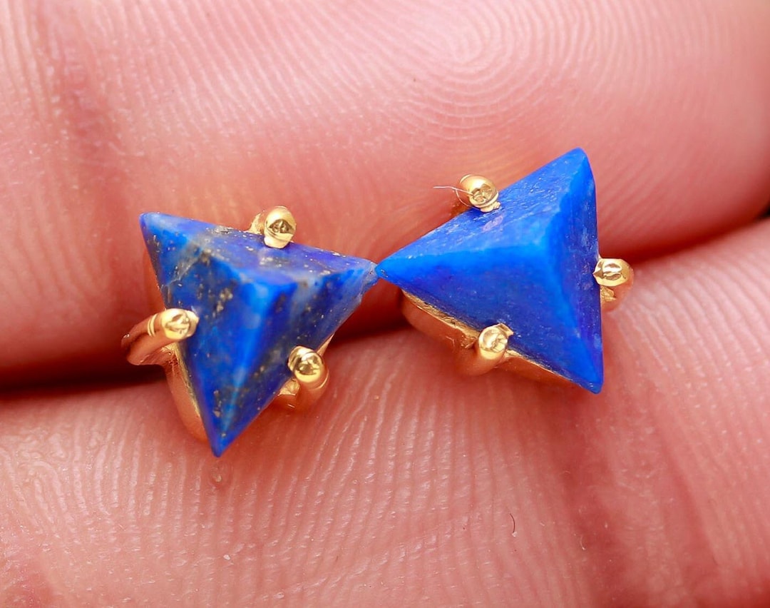 Natural Blue Lapis Lazuli Earrings, 14K Gold Jewelry for Bridal ...
