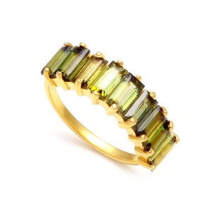 Natural Tourmaline Baguette Shape Ring, 14k Gold Dainty Jewelry, Handmade Ring, Engagement Ring, Gemstone Ring, Designer Ring, Birthday Gift