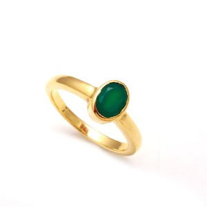 Natural Green Onyx Oval Shape Ring, 14k Gold Vintage Jewelry, Handmade Ring, Vintage Ring, Minimalist Ring, Chunky Ring, Birthday Gift