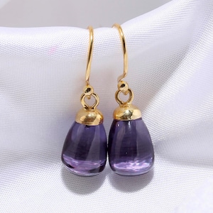 Purple Alexandrite Teardrop Dangle Earrings, 14K Gold Handmade Jewelry, Gemstone Earrings, Designer Earrings, Dainty Earrings, Birthday Gift