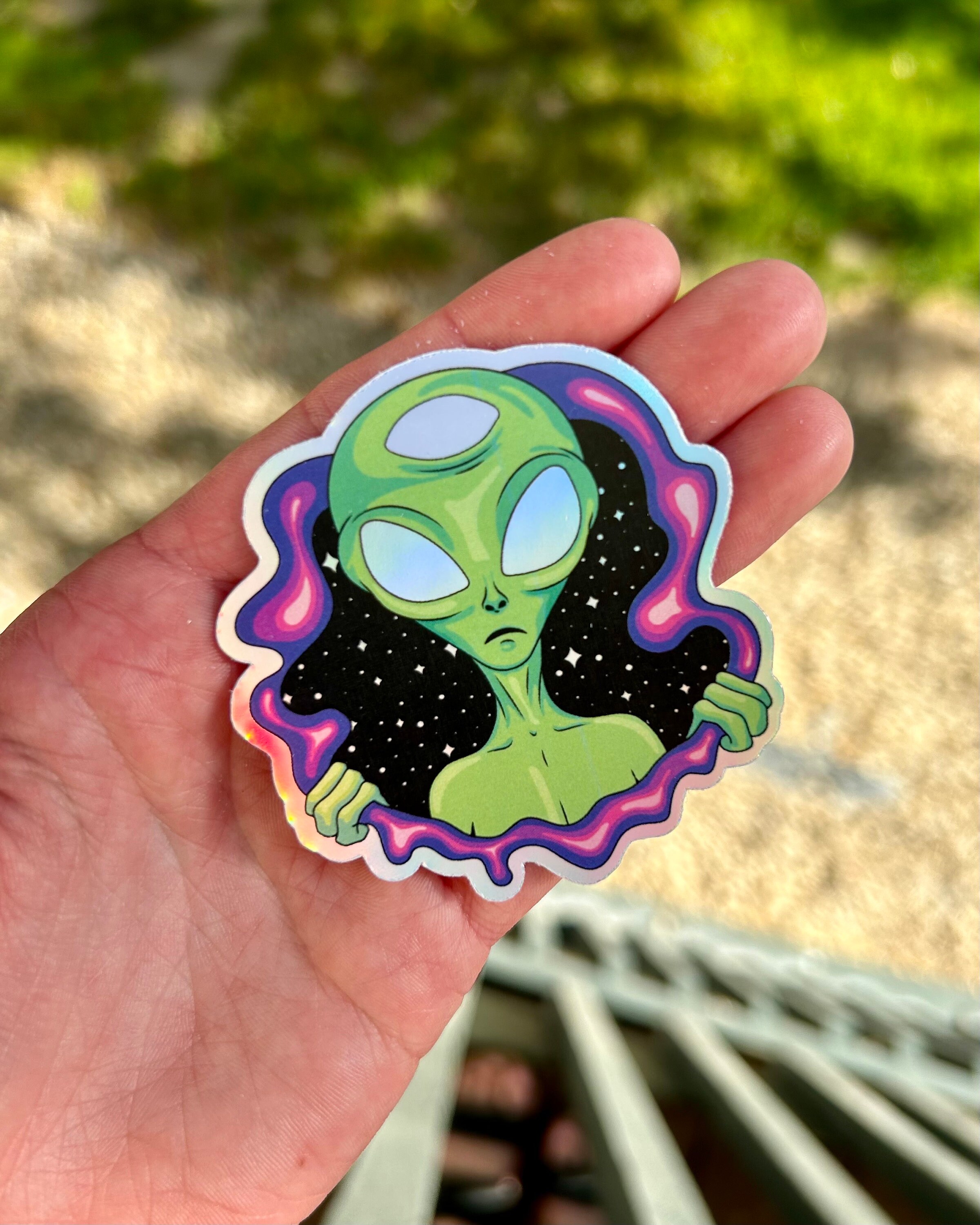 Trippy Alien Holographic Sticker - Etsy