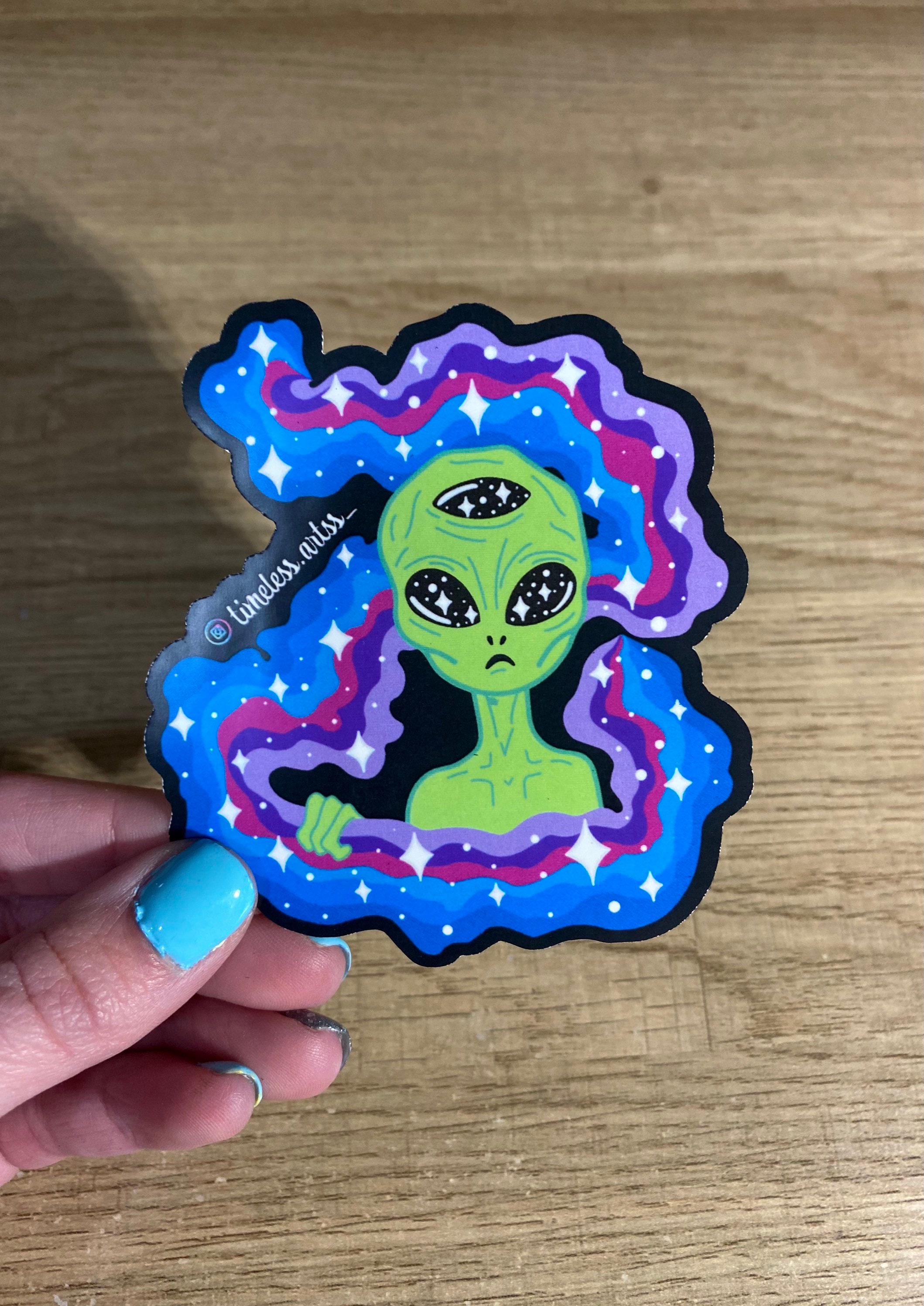 Trippy Alien Sticker | Etsy
