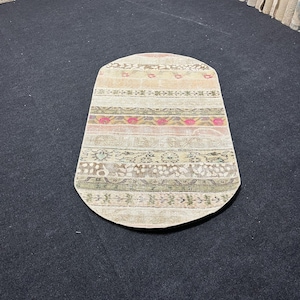 Tappeto turco 3x5, tappeto Oushak 4x4, tappeto fatto a mano, tappeto patchwork vintage multicolore anatolico, tappeto patchwork rosa 4x4, tappeto antico 3x5,