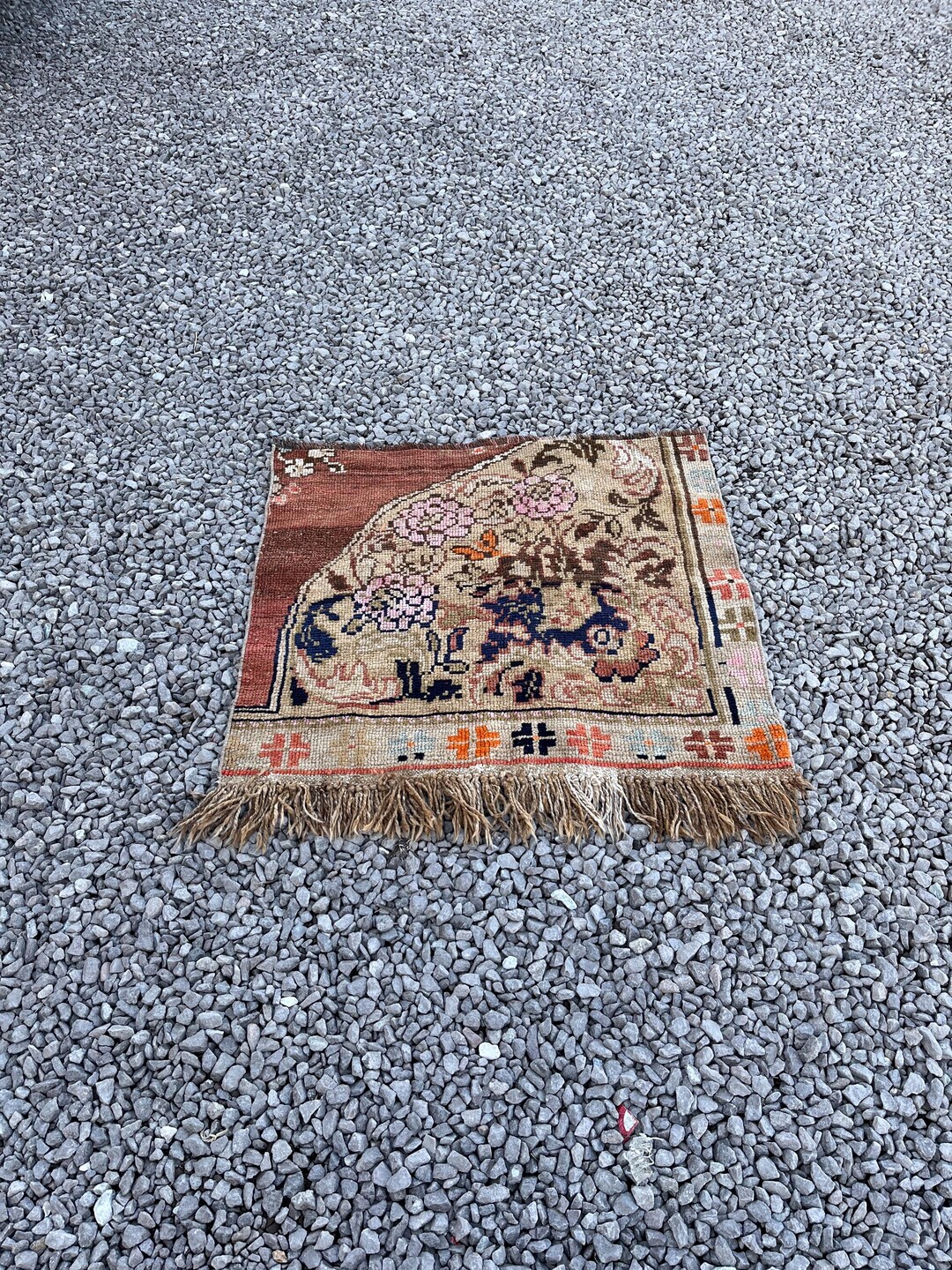 Vintage 3x3 Square Small Rug, Hand Made Rug, Doormat 3x3 Turkish Rug ...