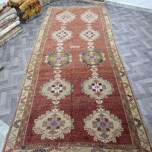 6x12 Vintage rug handwoven carpet area boho Rug, 6x12 Mini Oushak rug Turkish carpet antique rug bedroom rug living room rug green,red Rug,