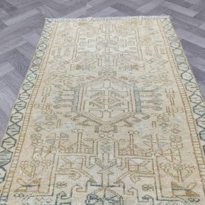 Handmade Wool Oushak Rug: 3x4 Vintage Turkish Rug