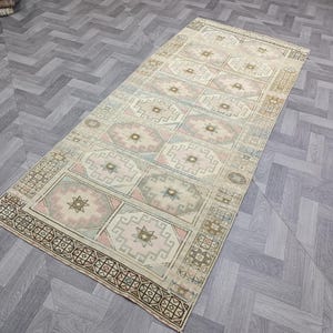 3x7 Vintage Rug, Turkish Uşak Rug,3x7  Kitchen Bedroom Rug Livingroom Decor Rug, Handmade Wool Rug, Home Decoration Rug, Antique Area Rug