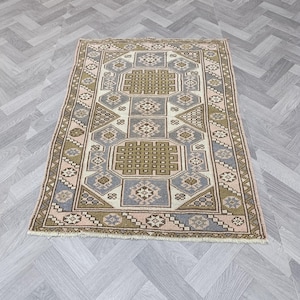 3x4 vintage rug smoll rug Oushak Rug, 3x4 Turkish Rug,Home Decor Natural Rug, Living Room Bedroom Kitchen,Handmade Turkish area rug
