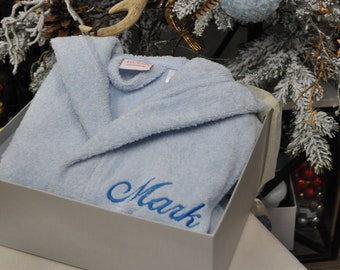 Rosa oder Blau kundenspezifischer Baby-Bärohren-Bademantel-bestickter Baumwoll-personalisierter Name Fleece-Kindmantel-Geburtstags-Babyshower Weihnachtsgeschenk