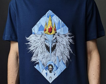 The Ice King Adventure Time T-Shirt  by s_k_a_r_t, Dark Aesthetic Christmas Art, Creepy Blue Shirt, Halloween Gothic Present, Simon AT merch