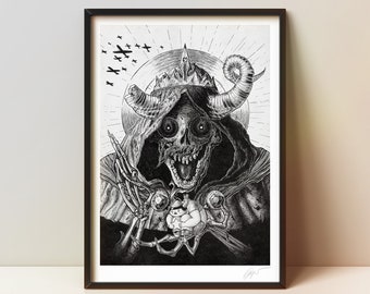 The Lich Highly detailed Art Print by s_k_a_r_t, Halloween Poster, Gothic Gift for Adventure Time fan for Birthday, Christmas, holiday