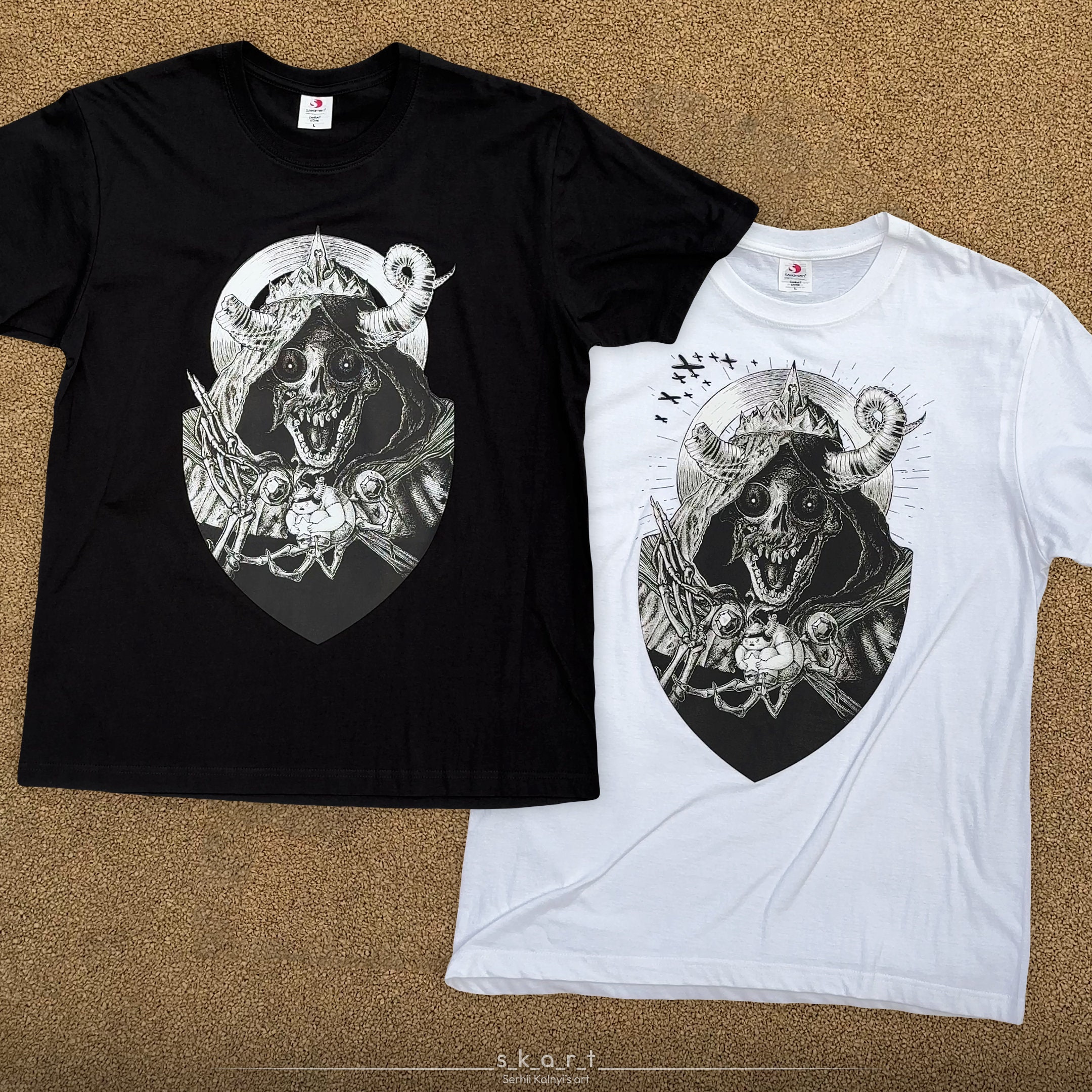 The Lich Black and White Adventure Time T-Shirt by s_k_a_r_t
