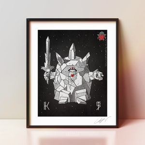 Ice Armored Ice King Art Print by s_k_a_r_t, Etching Gift Poster for Adventure Time fan for Birthday, Christmas, holiday