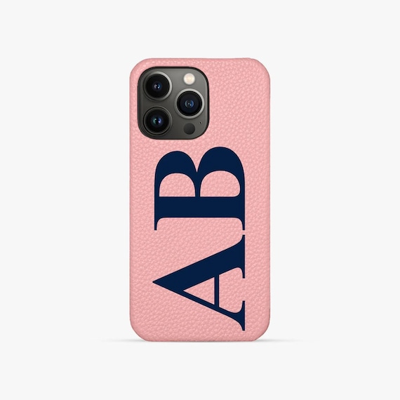 Personalised Pink Pebble Leather Phone Case, iPhone 13, iPhone 13