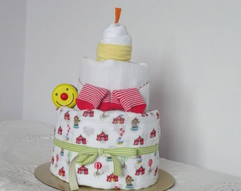 Deluxe Baby Nappy Cake Cute Goodnight Bear 2 Tier Baby Shower Gift Present