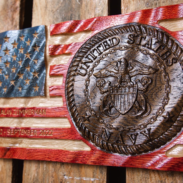 Ultimate Navy Retirement Gift | Veterans Day Gift | Navy Flag | Navy Plaque | Navy Emblem | United States Navy | Handmade