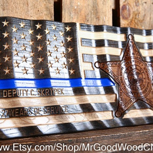 Ultimate Personalized Thin Blue Line Flag | Police Officer Gift | Police Badge | Police Retirement Gift | Police Graduation | Gifts for Him