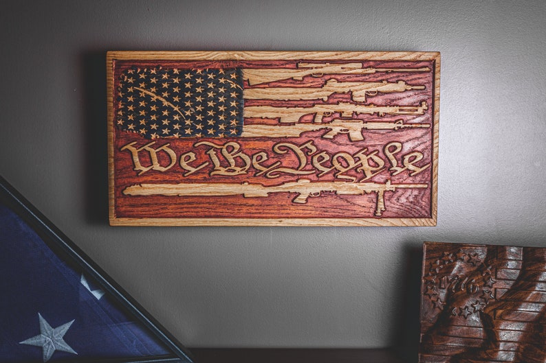 Wood American Flag Concealment Furniture Hidden Gun Storage Etsy