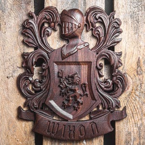 Custom Carved Family Crest | Personalized Coat of Arms