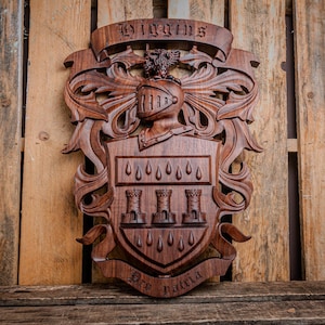 Custom Crafted Coat of Arms and Family Crest Plaque – The Knight’s Legacy Heritage Design