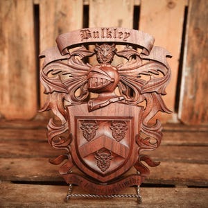 Custom Crafted Coat of Arms and Family Crest Plaque – The Knight’s Legacy Heritage Design - Ireland Shipping