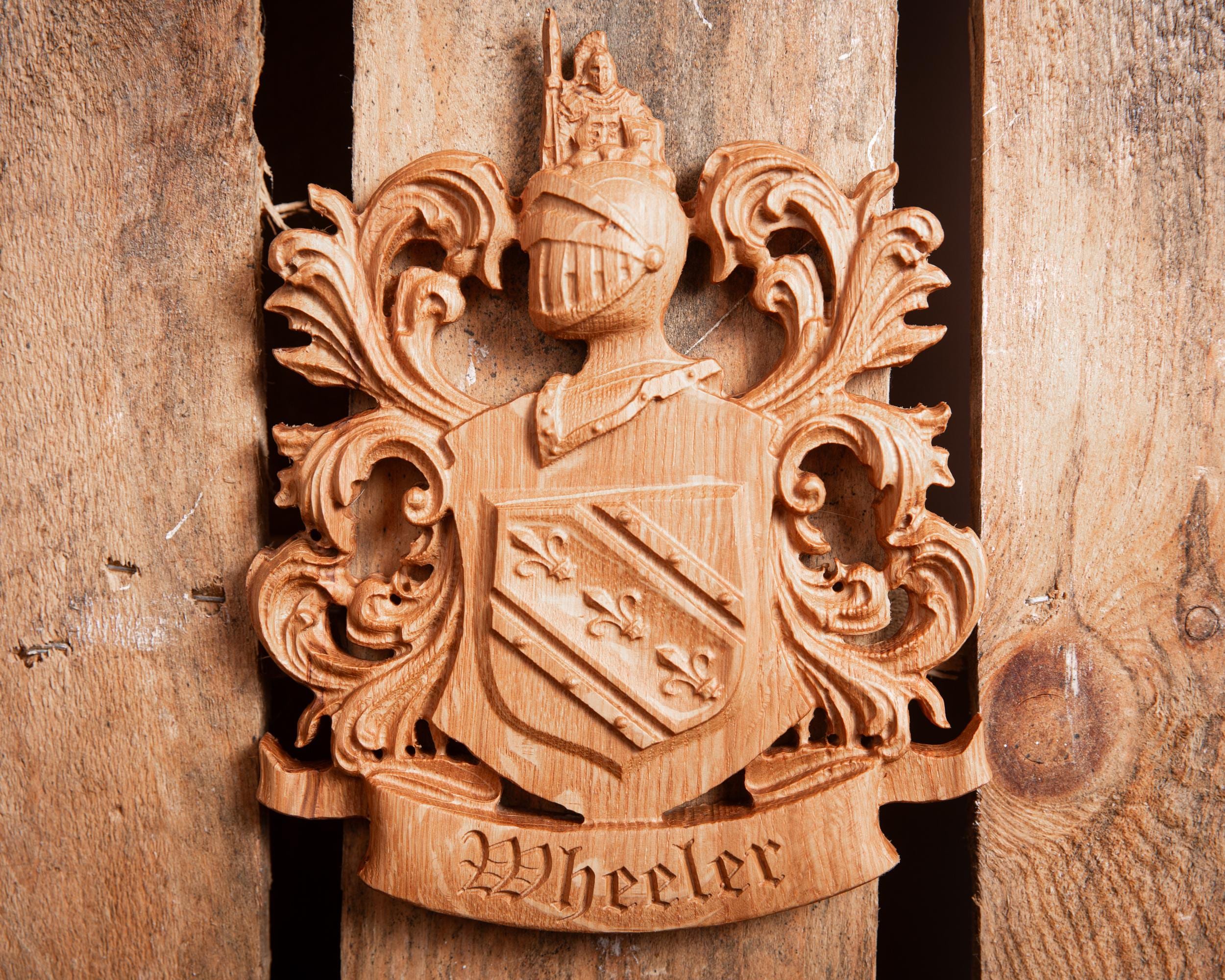 Custom Carved Family Crest | Personalized Wood Coat of Arms - Etsy