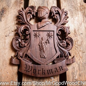 Workman Family Crest | Personalized Coat of Arms | Family Heirloom | Best Man Gift | Custom Wedding Gift | Heraldry | Handmade