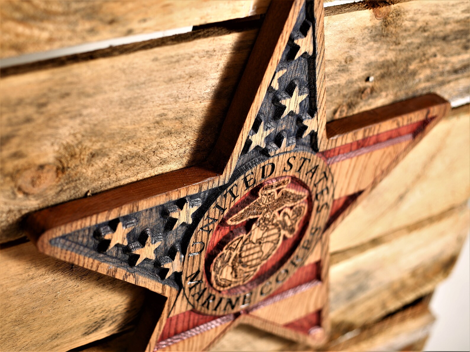 Engraved Military Wooden American Flag Army Emblem Marine Etsy