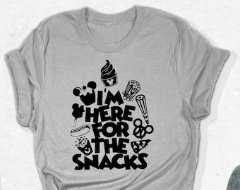 Camiseta "Estoy aquí para los bocadillos", camisetas de Mouse Park, atuendo para un viaje a Disney, camiseta "El lugar más feliz", camiseta de vacaciones de Disney, camiseta inspirada en Disneyland