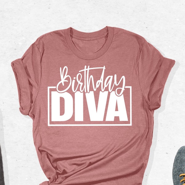 Birthday Diva T-Shirts, Birthday Shirt, Best Birthday Party Tee, Funny Birthday Crew Shirt, Cute Gifts For Birthday, Birthday Gift For Women