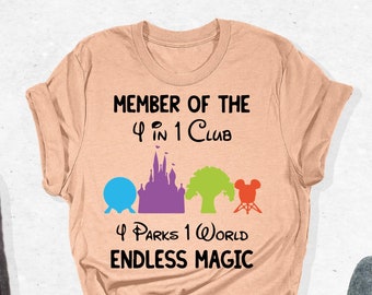 4 Parks 1 World T-Shirt, Animal Kingdom Shirt, Disney Hollywood Studios, Epcot Shirt, Magic Kingdom Outfit, Disney Vacation Tee, Disney Gift