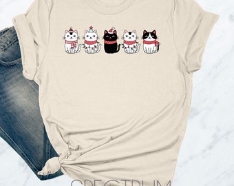 Cat Christmas Shirt, Cute Cat Christmas Shirt, Funny Christmas Cat Shirt, Womens Christmas Shirt, Cat Lover Christmas Shirt, Christmas Shirt