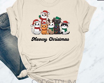 Meowy Christmas Shirt, Cat Christmas Shirt, Funny Christmas Cat Shirt, Womens Christmas Shirt, Cat Lover Christmas Shirt, Christmas Shirt