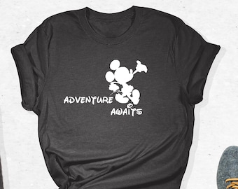 Adventure Awaits Shirt, Mickey Mouse Tee, Funny Disney Shirt, Nature Lover Gift, Disney Family Shirt, Disney Trip Tee, Disney Adventure Gift