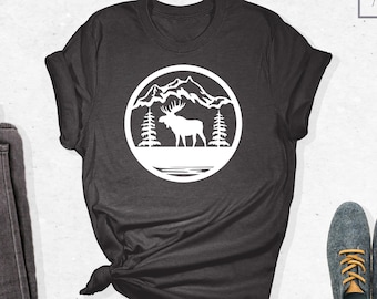 Moose Shirt, Mountain Moose Shirt, Nature Moose Shirt, Moose Shirts, Moose Lover Gift, Gift for Her, Moose Tshirt